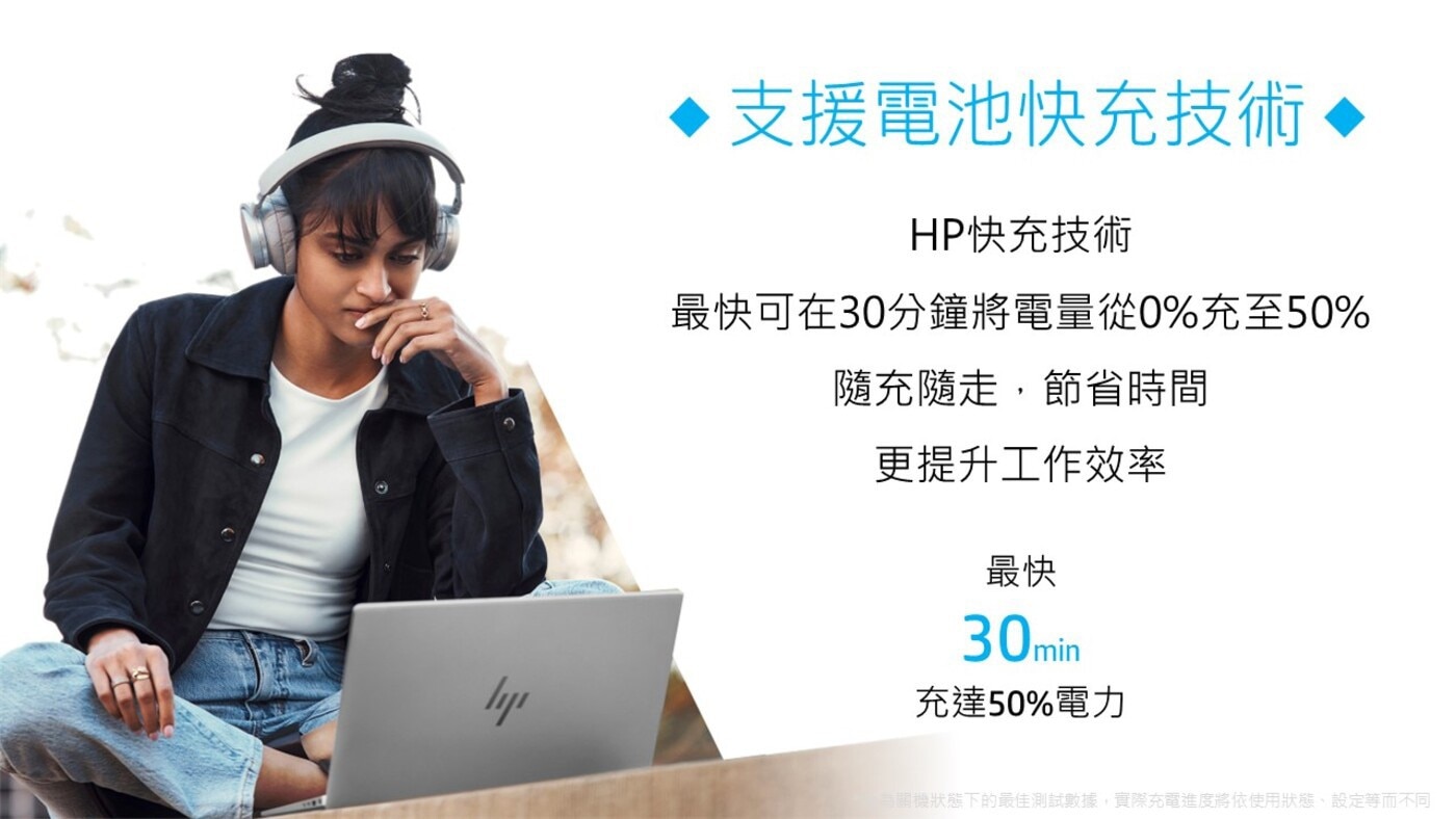HP Pav Plus Laptop 14-eh1038TU 星曜銀支援電池快充技術