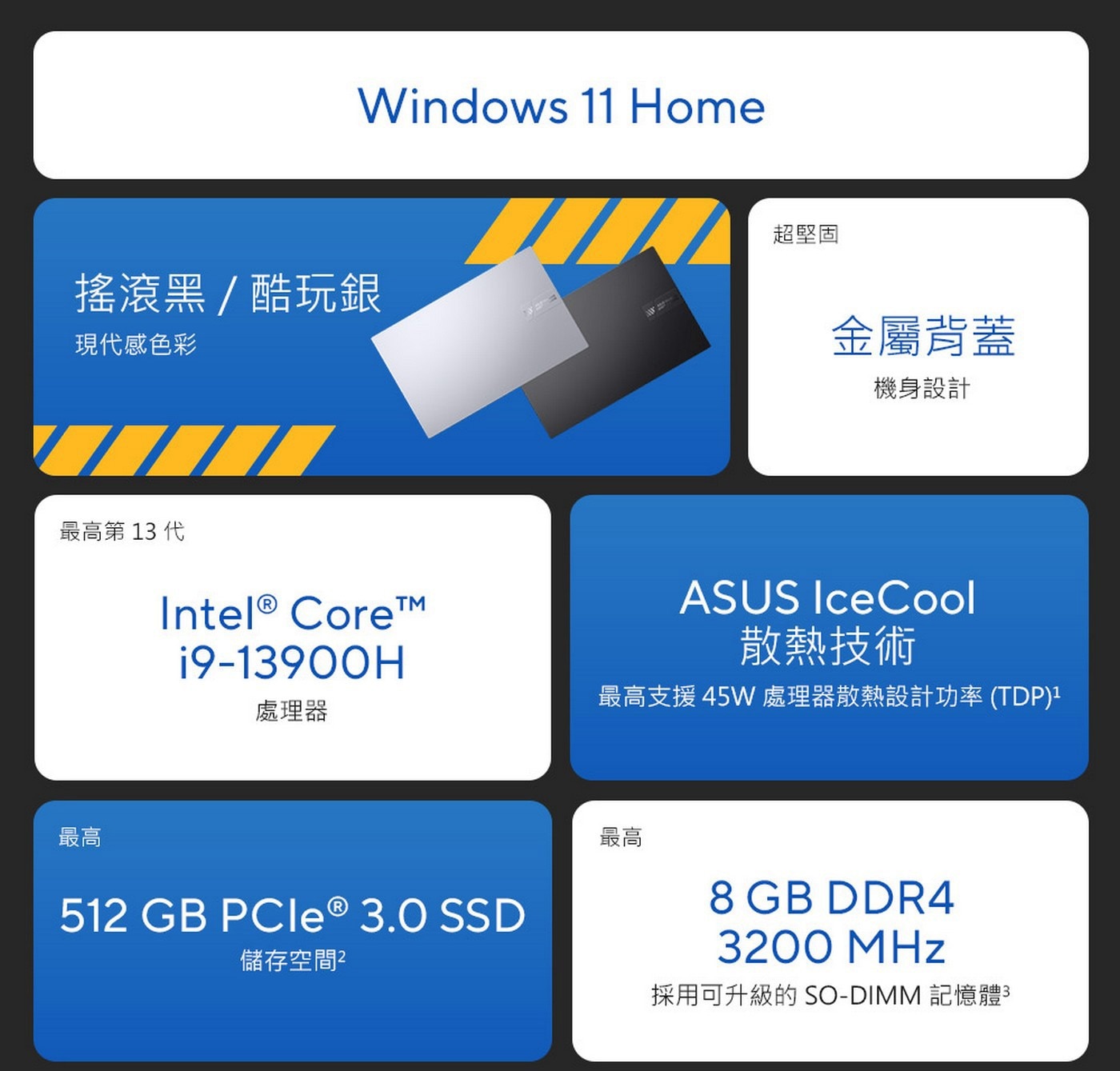 ASUS Vivobook 17.3吋 筆記型電腦，Intel Core i7-13620H 處理器，Windows 11 Home 作業系統，雙風扇+雙熱導管，進氣式鍵盤。
