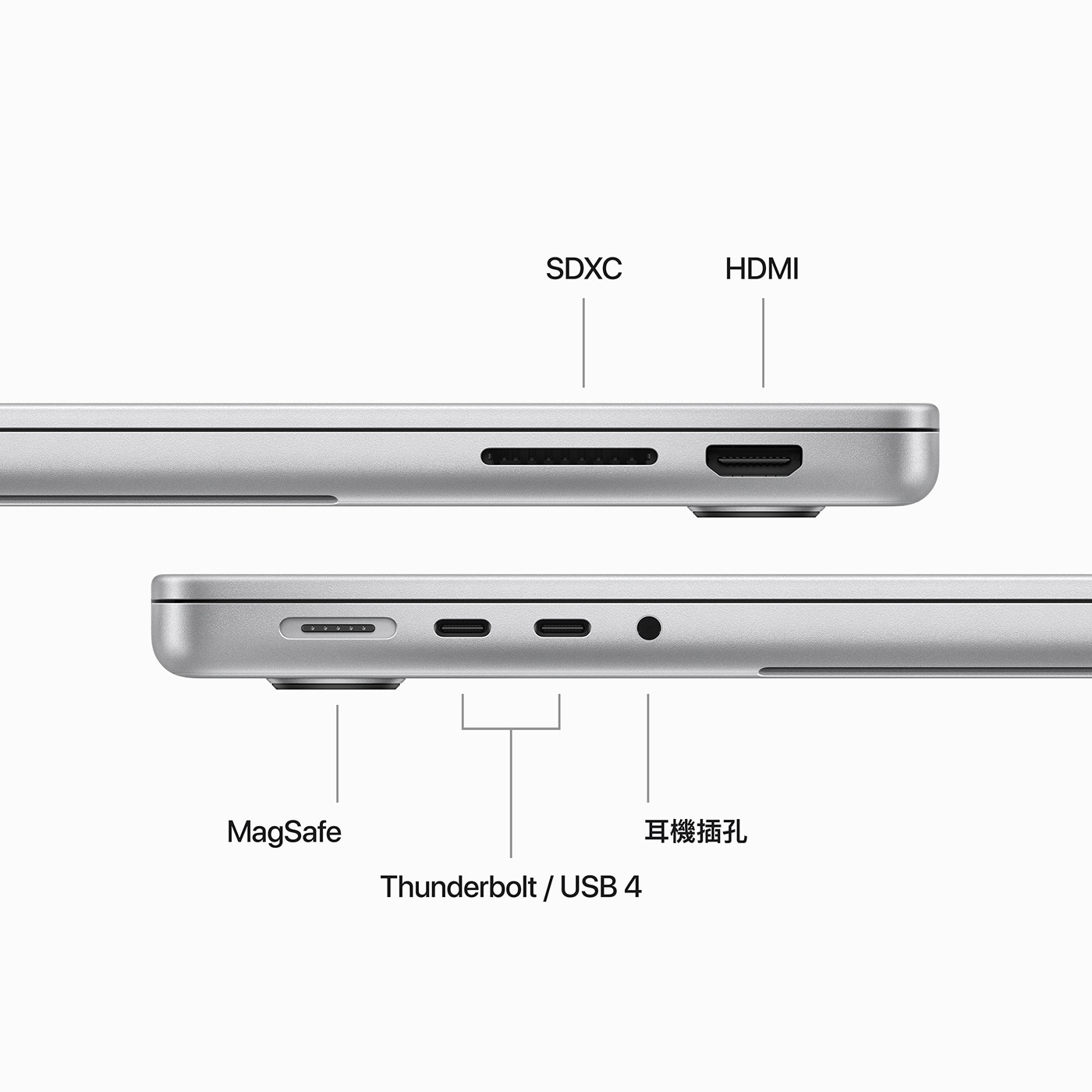 Apple MacBook Pro 14吋 銀色。