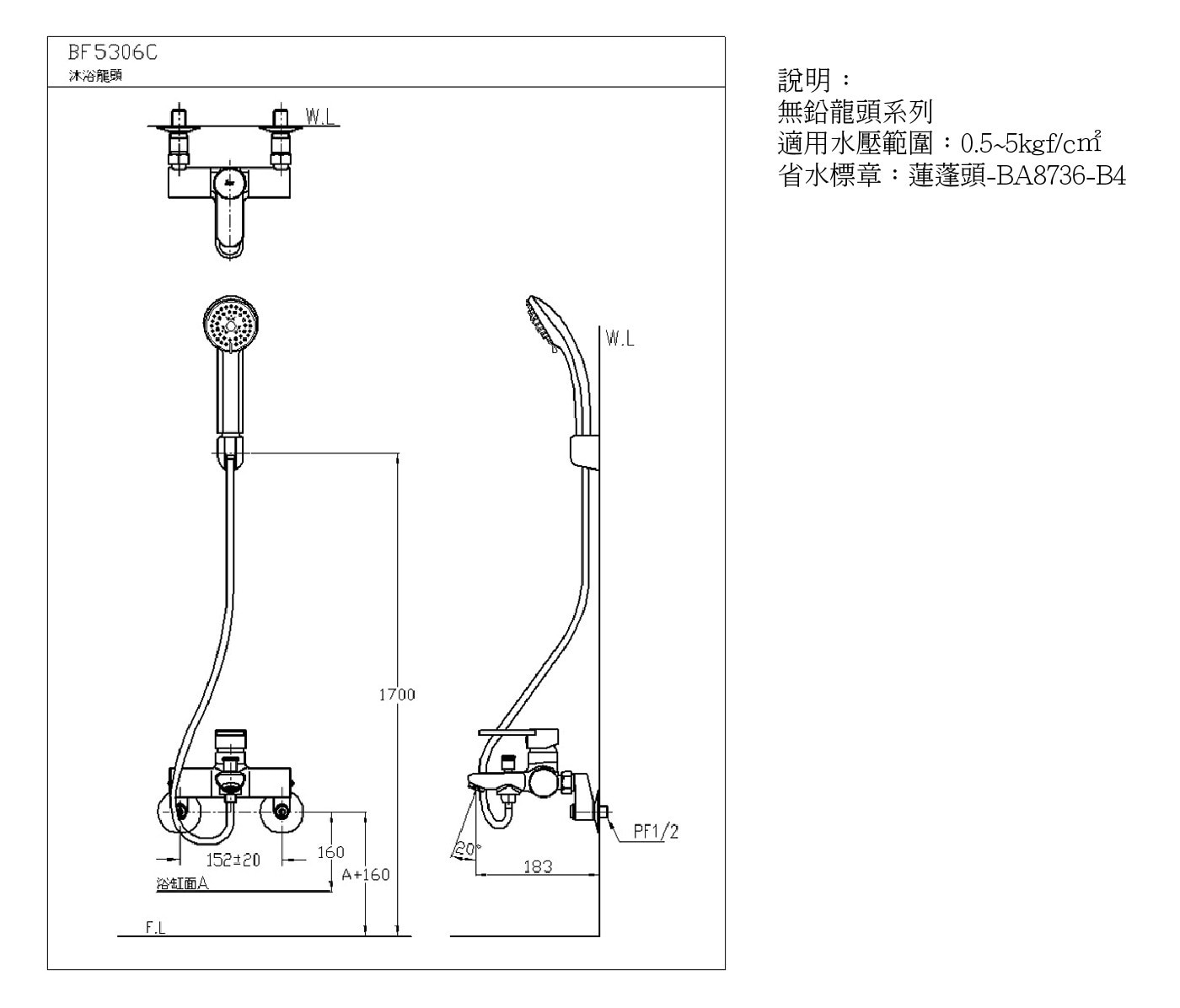 HCG 和成 沐浴龍頭 BF5306C