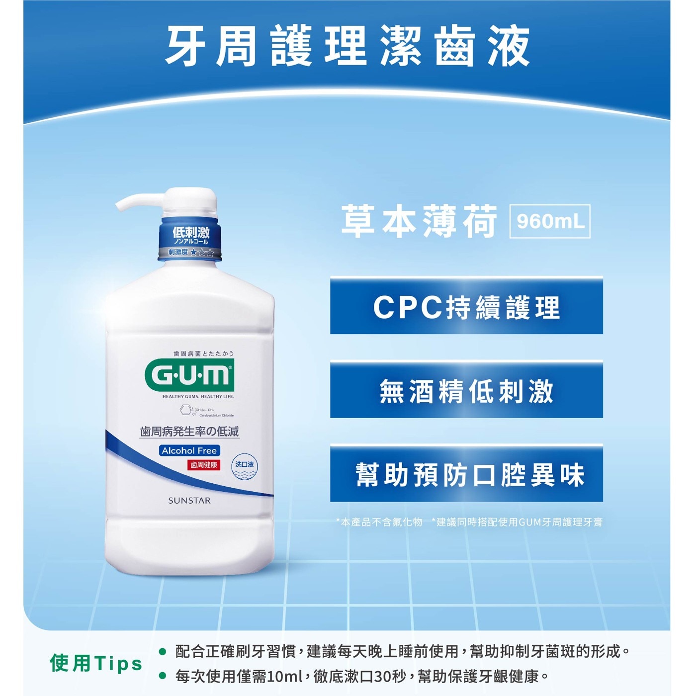 使用Tips 牙周護理潔齒液 低刺激 歯周病菌