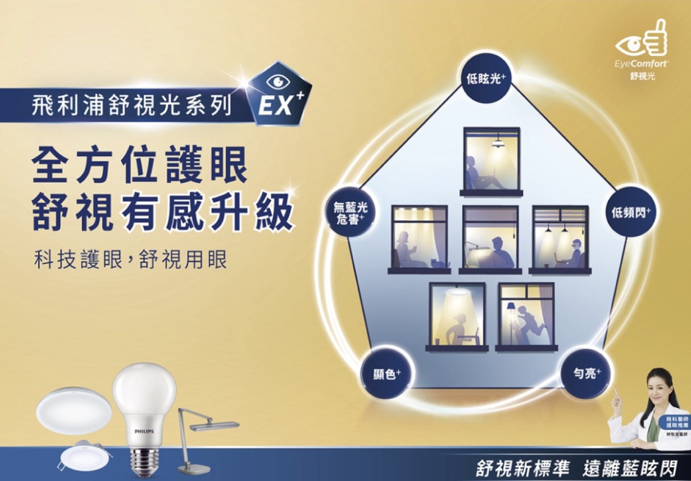 飛利浦 品傑 LED 螢幕掛燈平/曲面螢幕可夾