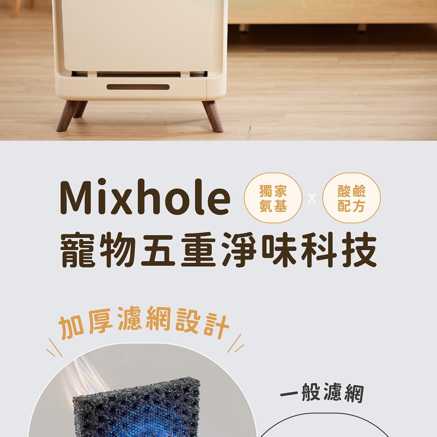 飛利浦 寵物抗敏空氣清淨機 AC3681,Mixhole寵物五重淨味科技,獨家氨基,酸鹼配方