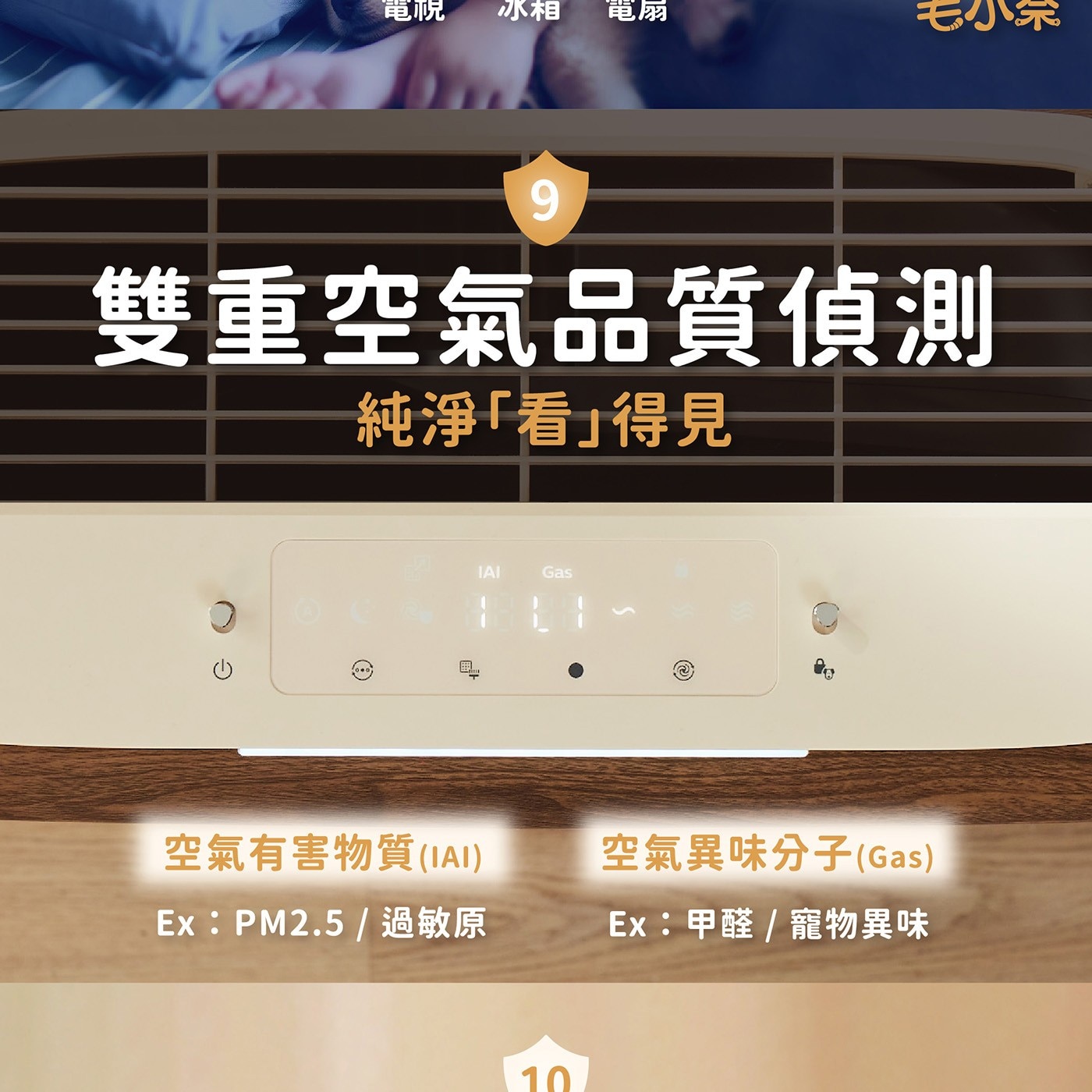 飛利浦 寵物抗敏空氣清淨機 AC3681,雙重空氣品質偵測,純淨看得見,空氣有害物質,空氣異味分子