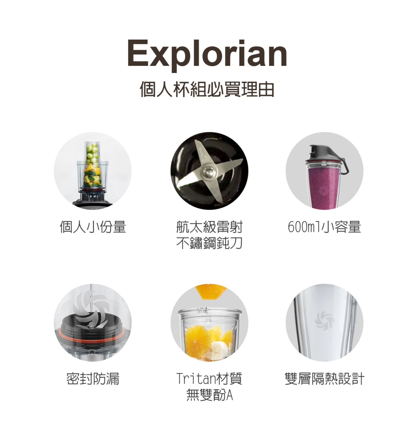 Vitamix 全營養調理機含隨行杯 E310，簡易操作介面，10段變速及瞬速功能，全新低寬型1.4公升容杯、加大航太雷射不銹鋼鈍刀，獨特3D渦流設計，360°全方位循環攪拌。隨行杯，個人杯密封防漏、可攜可打600毫升容量。