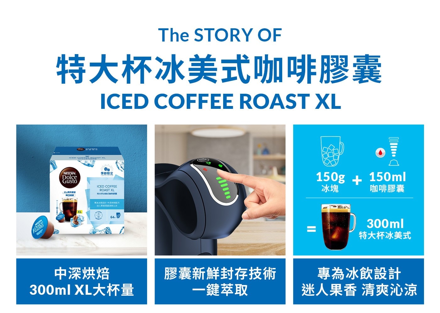 雀巢多趣酷思 特大杯冰美式咖啡膠囊 96顆 適用NESCAFE Dolce Gusto機器，XL大容量，專為冰飲設計，中深烘焙配方。迷人果香尾韻清爽沁涼。