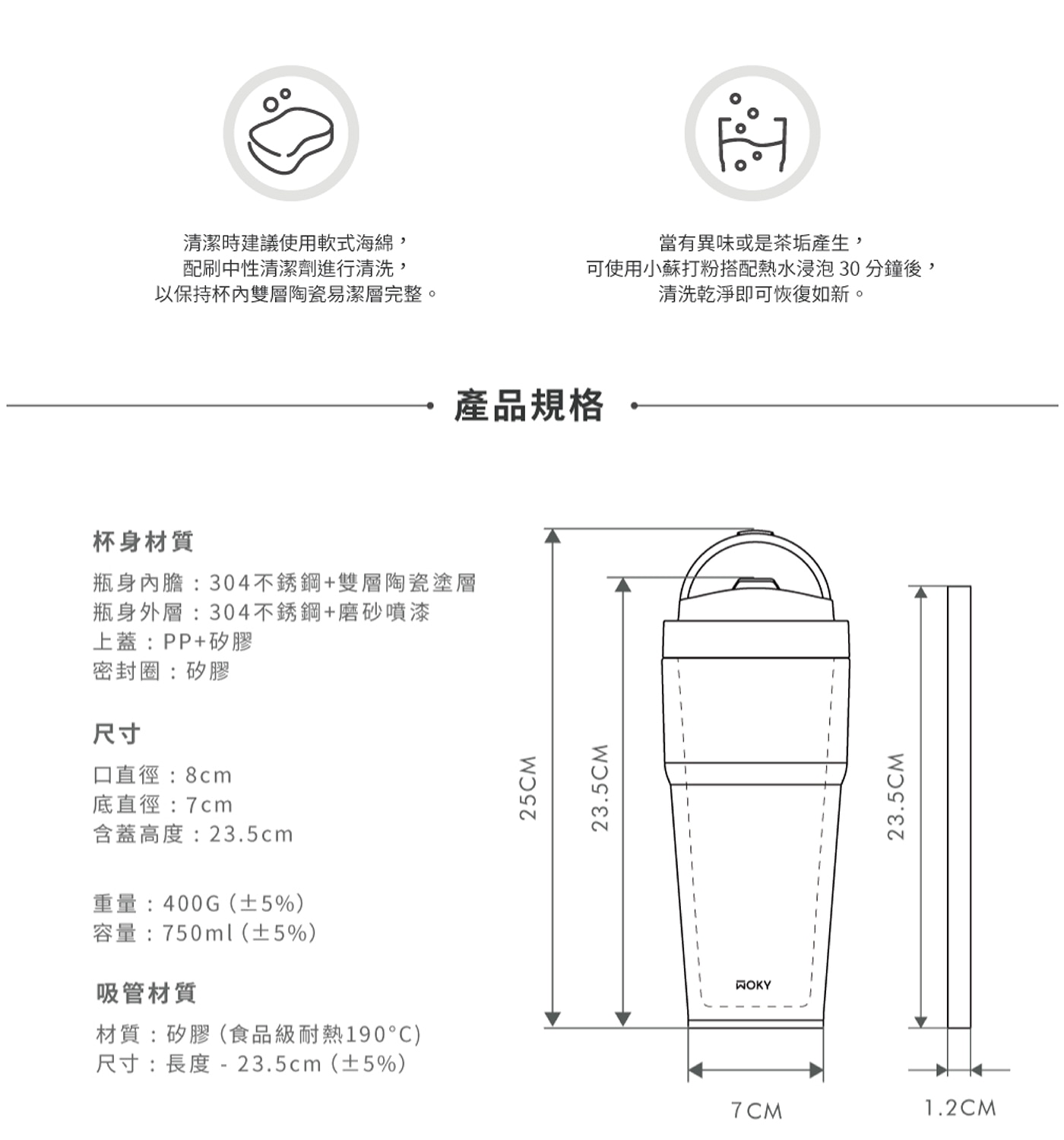 WOKY 沃廚 X 三麗鷗 渾圓杯雙層陶瓷保冷保溫瓶 750毫升 X 2件組 大耳狗 花海柔繞 + 青檸，台灣三麗鷗官方正版授權 兩層陶瓷塗層不沾色卡味、內外同色最具美型 雙層不鏽鋼真空結構 真空斷熱設計，長效保溫、保冰8小時。