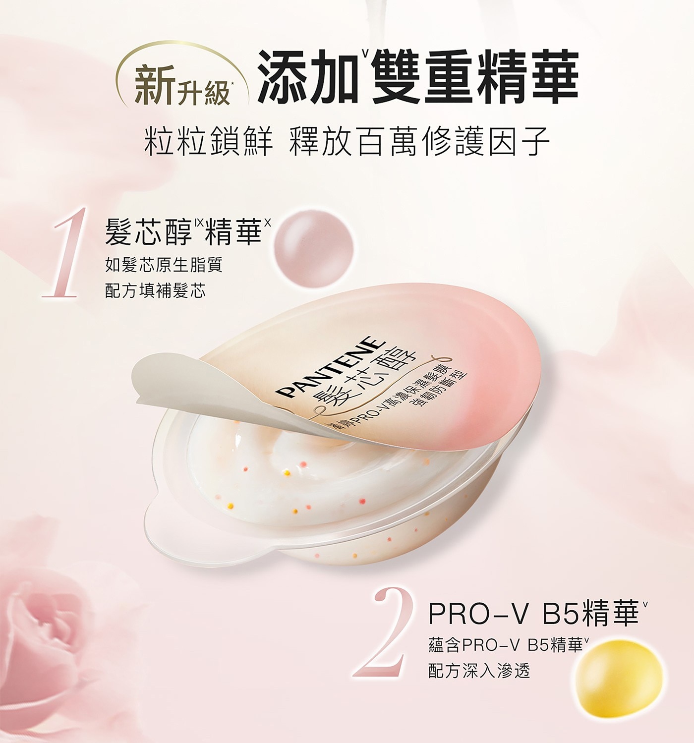 潘婷爆水膠囊髮膜烏木玫瑰香 12毫升 X 32顆，一顆72小時 彈. 韌. 亮，修護受損髮芯 ，減少斷髮強韌度+88%-，全新xv烏木玫瑰香，添加雙重精華 釋放百萬修護因子++。