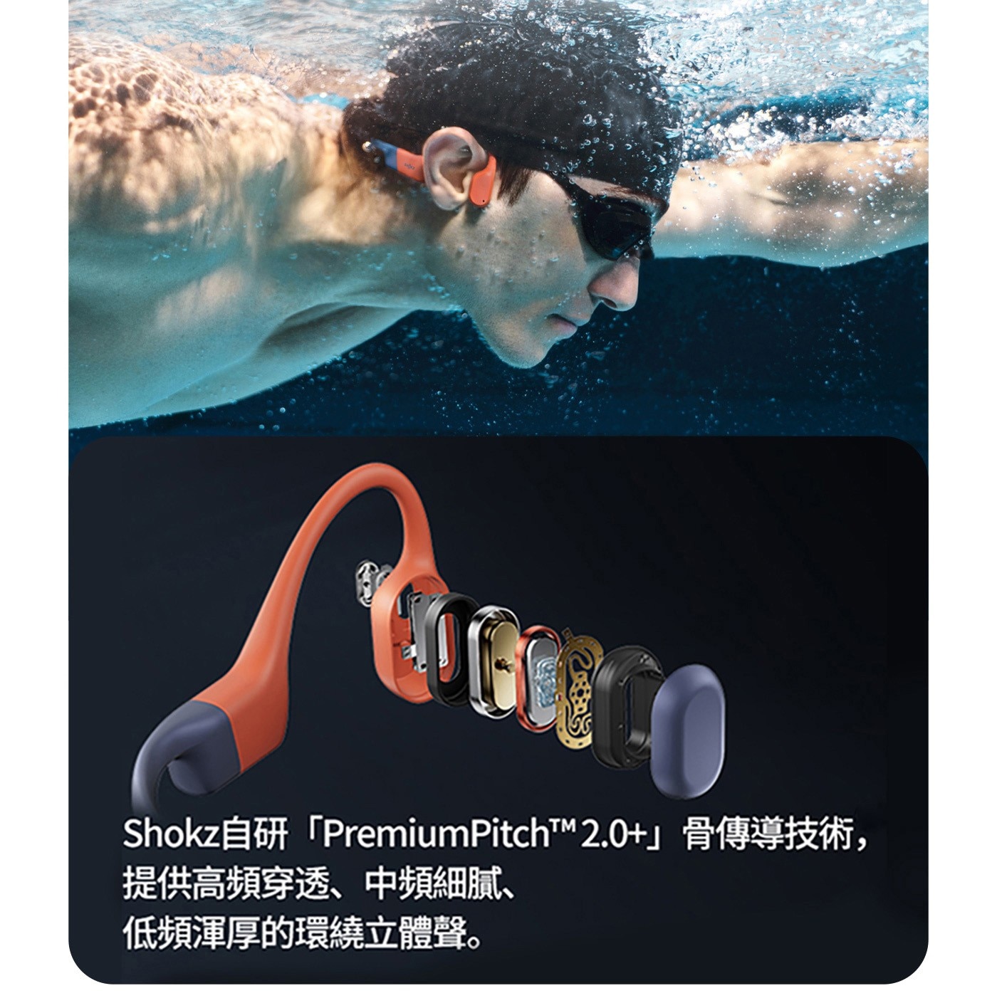 SHOKZ OpenSwim Pro S710 水陸兩用專業藍牙運動耳機 頁岩灰