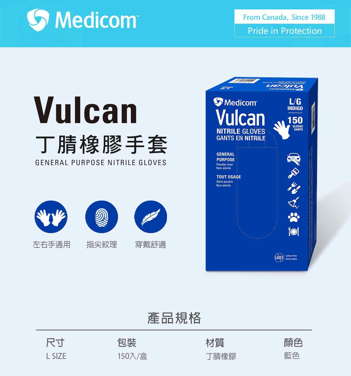 麥迪康丁腈橡膠手套 150入 X 1盒，不含粉及乳膠不誘發過敏，一次性使用乾淨衛生，手指防滑處理提升抓握度。