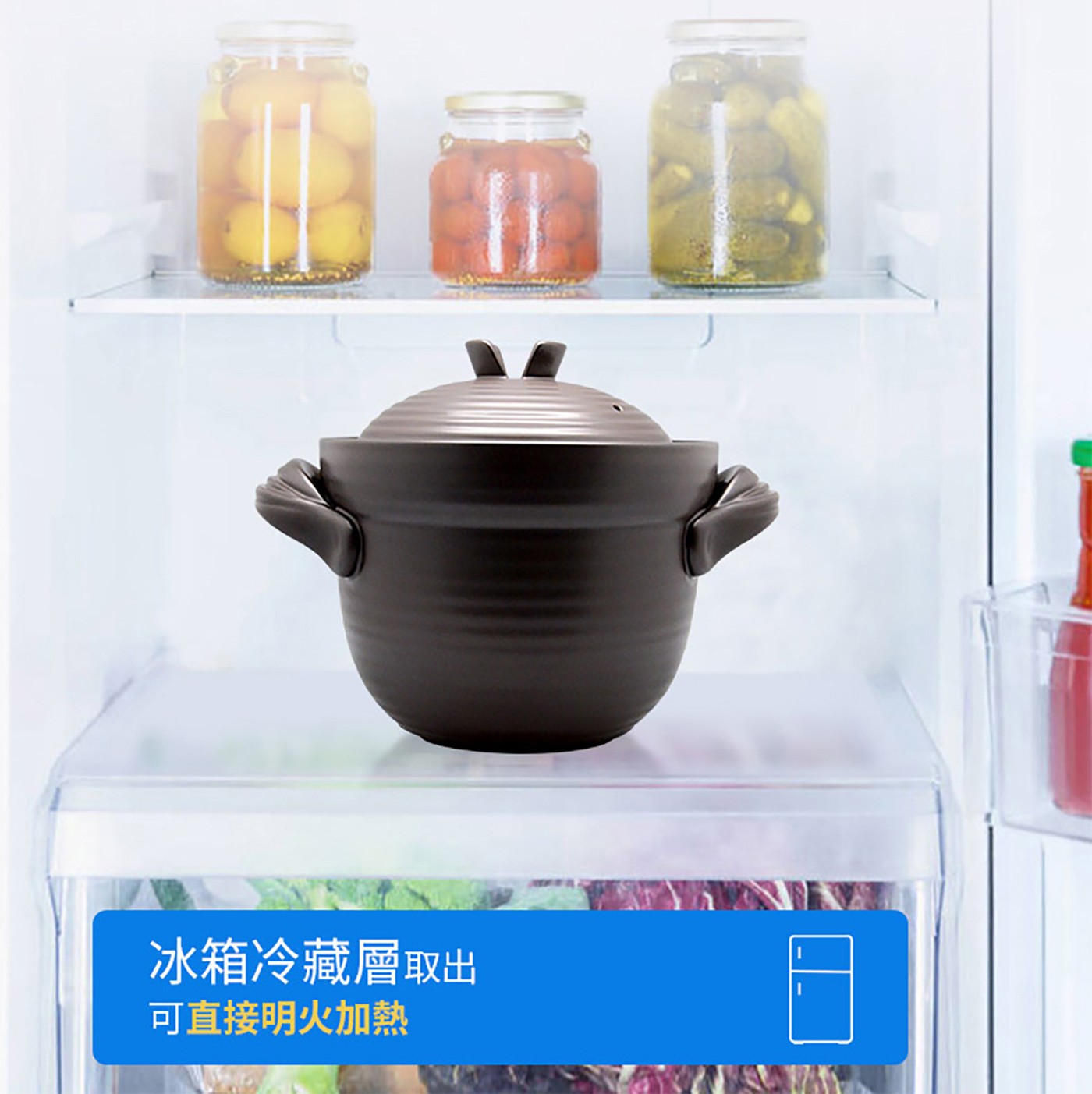 陸寶 和風雙層蓋陶鍋含蓋 20.5公分，雙層蓋設計，緊緊鎖住水分，原汁原味，烹煮時能釋放遠紅外線，保留食材中的營養，天然材質，適合藥饎料理，無鉛鎘無塗層，無重金屬，內層口徑無溝槽，99%上釉鍋面，方便清洗