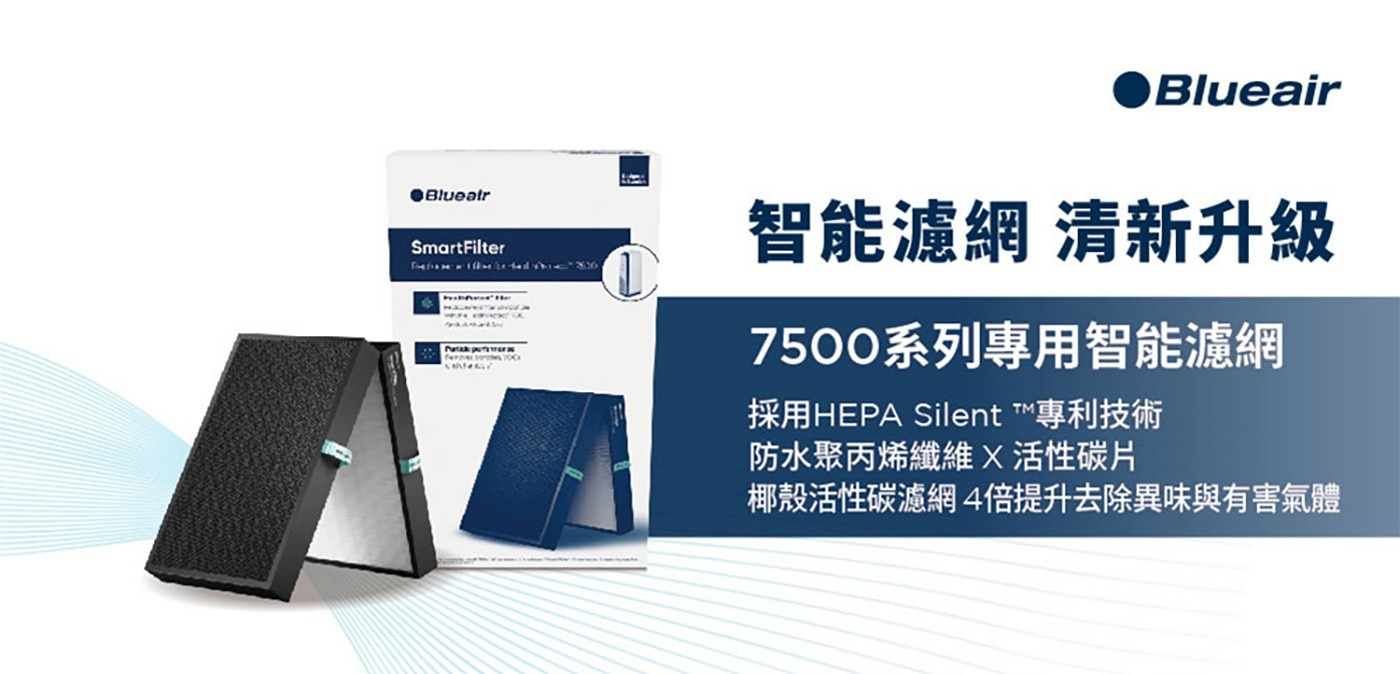 Blueair HealthProtect SmartFilter 7500系列 專用智能濾網 2入組 (4片)，7500 系列空氣清淨機濾網，書本式設計，包覆汙染物，高效微粒濾網集塵過濾，特殊防水聚丙烯纖維，細菌黴菌不易孳生。