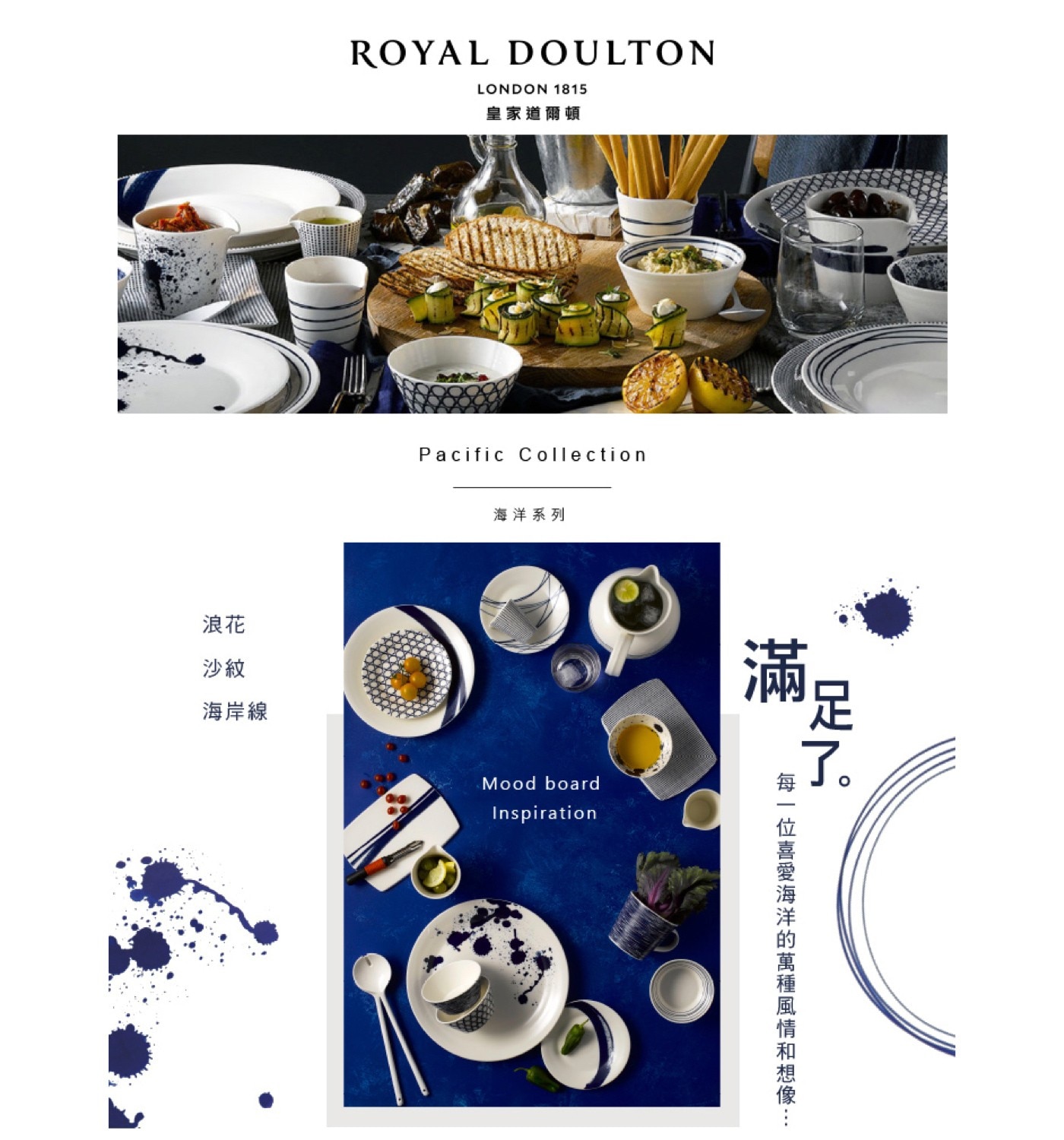 皇家道爾頓 海洋沙紋系列 餐具 X 5件組，主廚聯名系列，經典圖紋設計，充滿英倫文化的品味設計，適合做為湯碗、飯碗，可盛裝中西式餐點、水果。