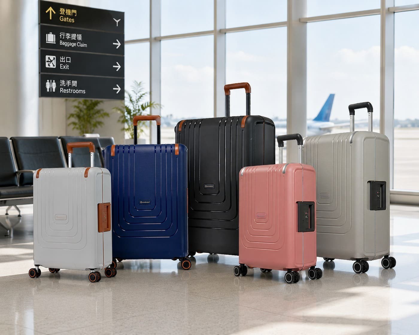 登機門 Gates 行李提領 Baggage Claim 出口 Exit 洗手間 Restrooms Queret Ge