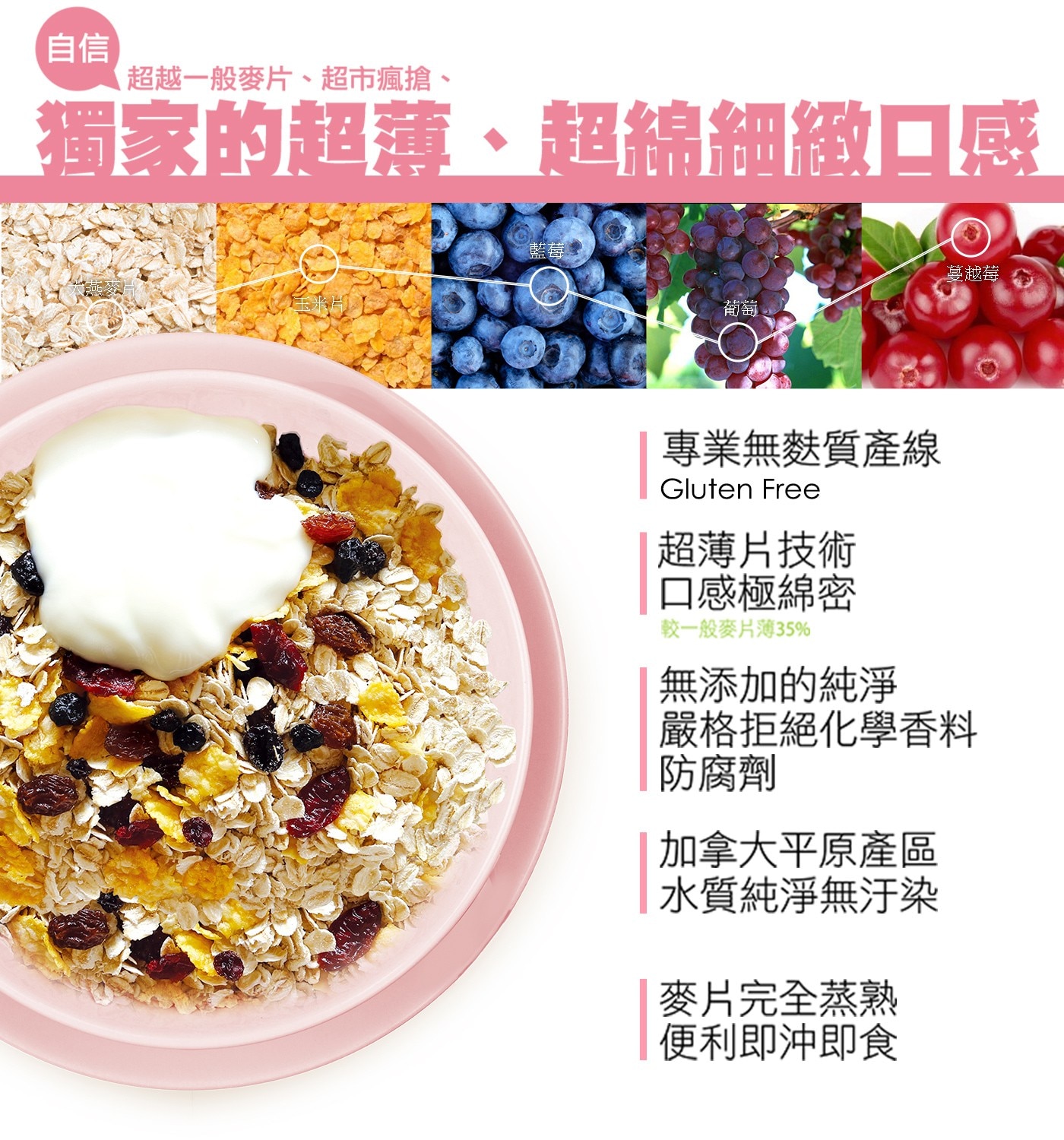 米森 有機無麩質野莓燕麥片 450公克 X 2包，專業無麩質(Gluten Free)安心製程，即沖即食，含膳食纖維，完全熟化，細緻薄片、口感綿密。