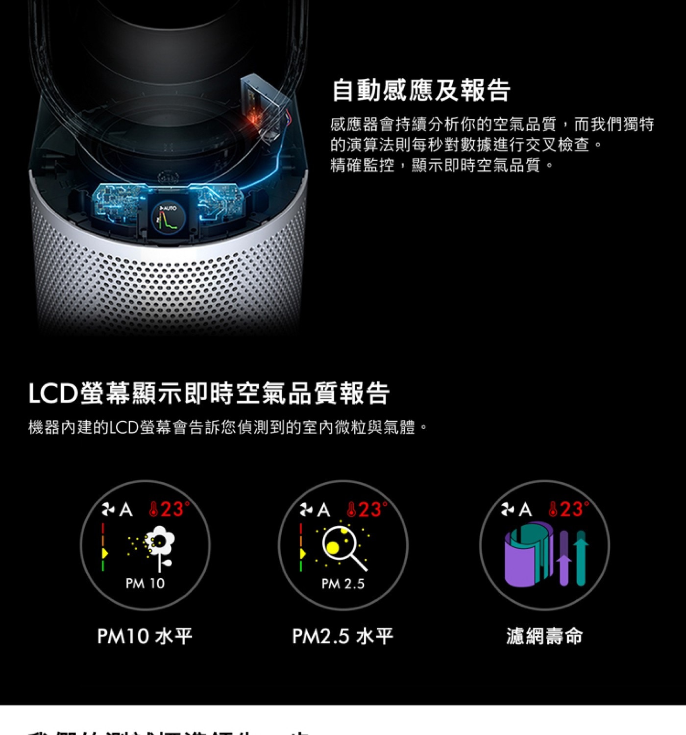 Dyson Purifier+Cool 二合一涼風智慧空氣清淨機 TP10 附三入HEPA濾網，清淨機、涼風扇二合一功能，全室淨化，Air Multiplier™ 氣流倍增科技，產生循環以淨化全室，可淨化 99.95%，小至 PM0.1 的微粒，兩段式淨化，可將污染物鎖住，自動感應、捕捉並鎖住污染物，排出更潔淨的空氣。