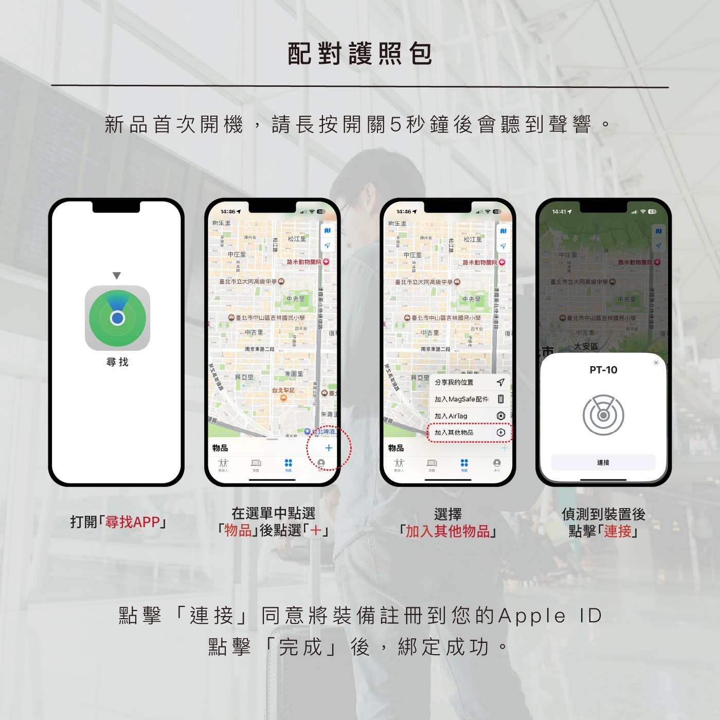Looploop Tag 全球定位 防丟失護照包 PT-10，100% 皮革製成，果MFi認證產品，丟失，全球定位功能，蘋果Find My平台，OS設備自動推播訊息。
