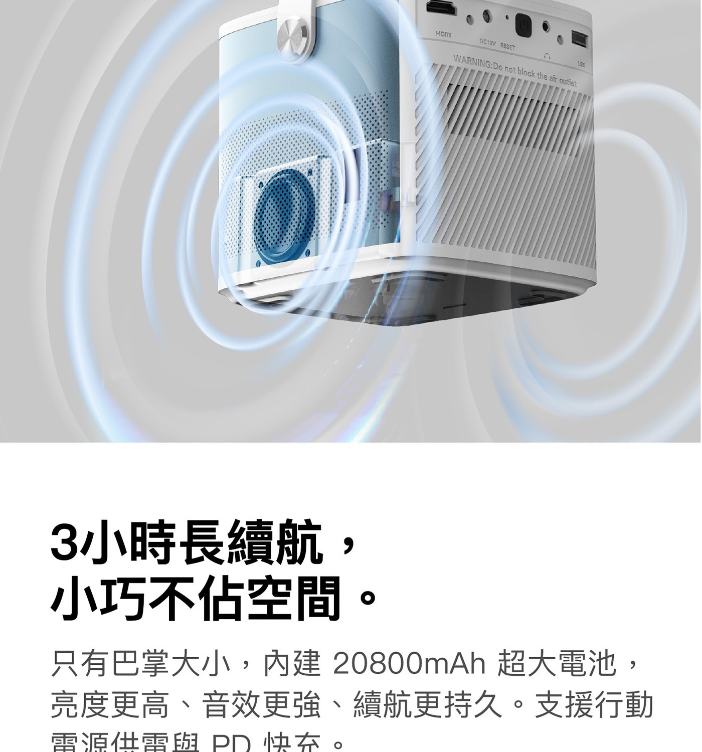 HDMI DC19V RESET WARNING: Do not block the air