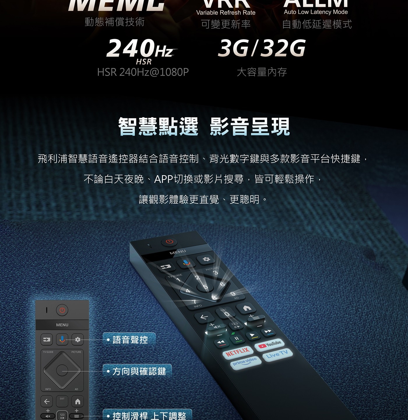 飛利浦 65吋 4K MiniLED 144Hz Google TV 顯示器11.薄邊設計體驗最佳畫面