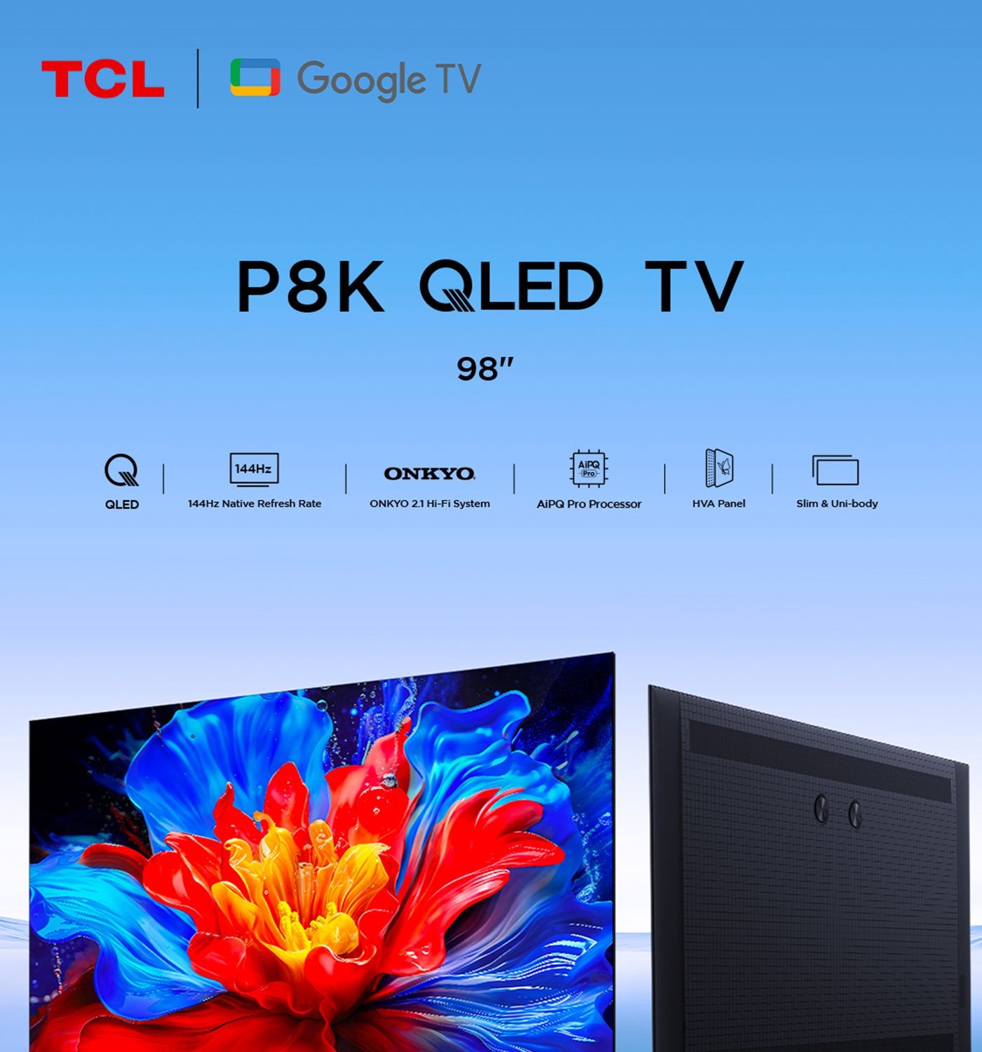 TCL 98吋 4K QLED Google TV 量子智能液晶顯示器 不含視訊盒 98P8K