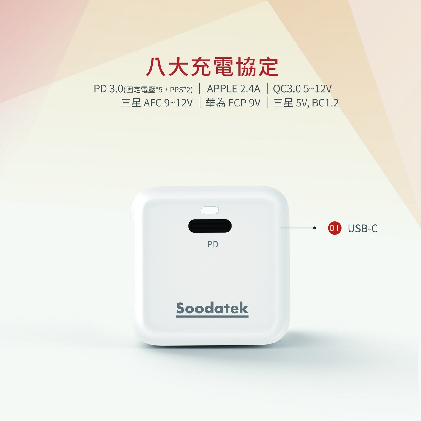 Soodatek GaN 氮化鎵 PD 30W 高速充電器 3入 SGHC1-PC30WT