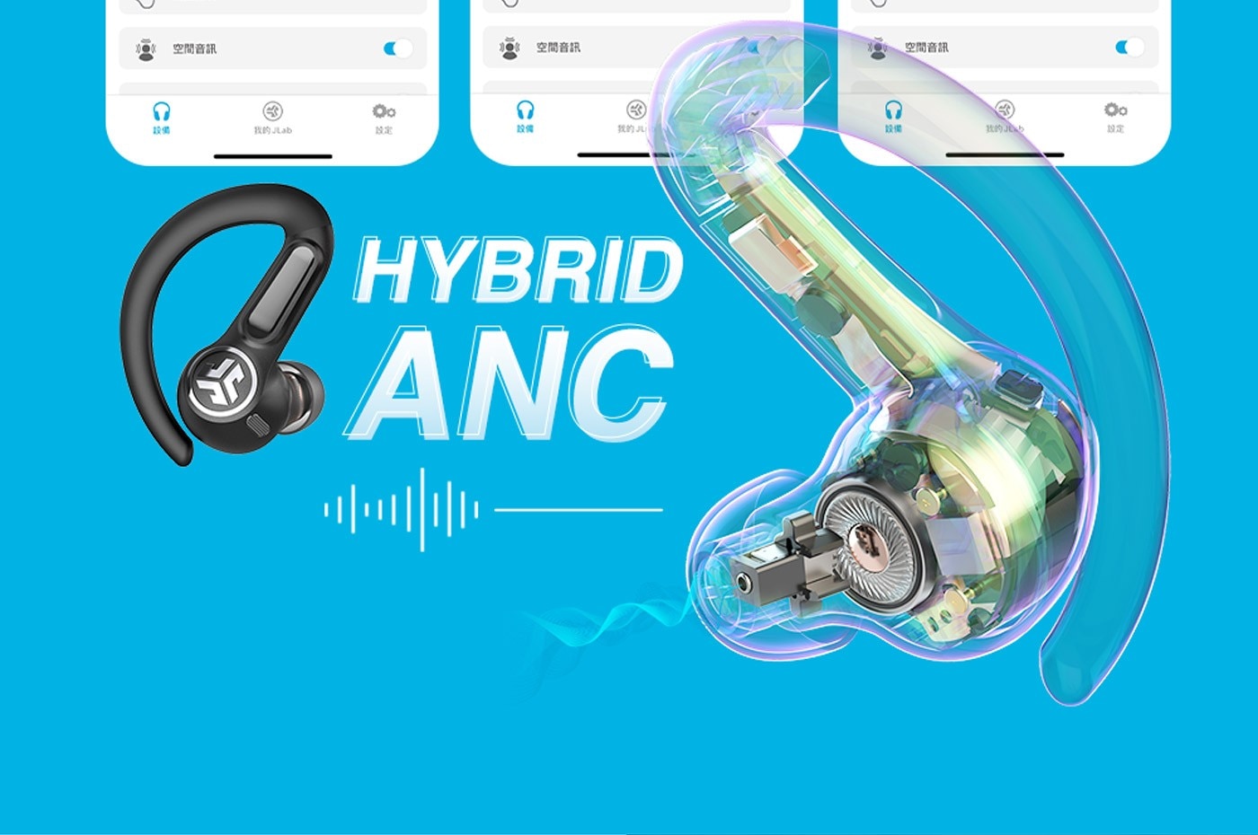 JLab Epic Sport ANC 3 運動降噪真無線藍牙耳機,Hybrid ANC
