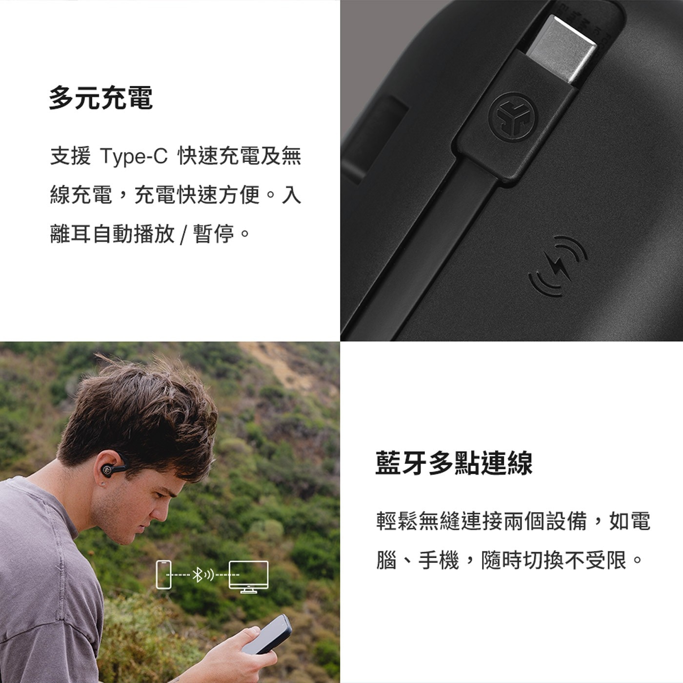 JLab Epic Sport ANC 3 運動降噪真無線藍牙耳機,多元充電,藍牙多點連線