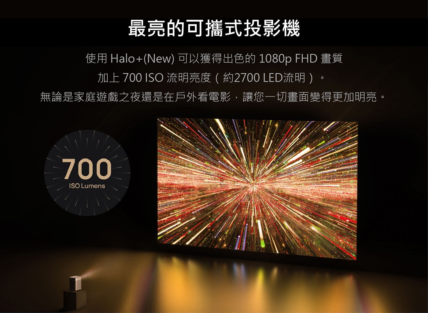 XGIMI 極米 Halo+(New) Google TV 可攜式智慧投影機HDR10高動態範圍，最大可投 200 吋 Full HD 畫質，畫面細膩更升級