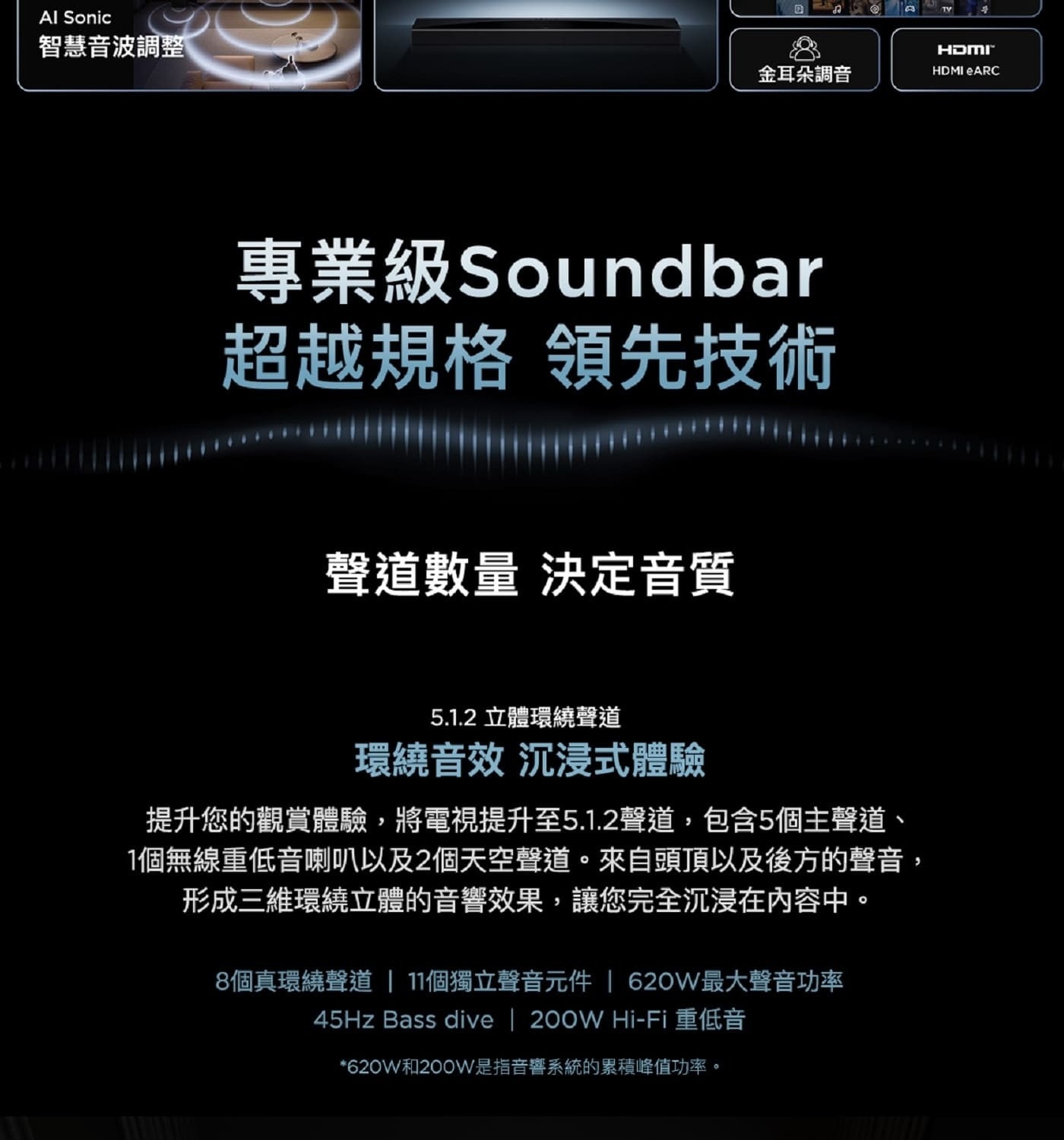 TCL Q75H 5.1.2聲道 家庭劇院聲霸 Tutti Choral 電視結合Soundbar完美演繹