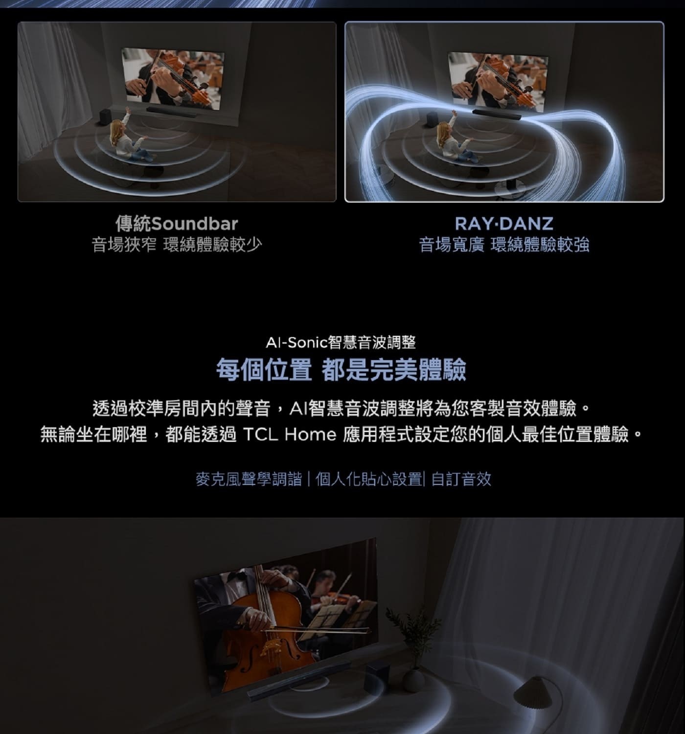 TCL Q85H 7.1.4聲道 旗艦級家庭劇院聲霸 釉面設計 質感再現