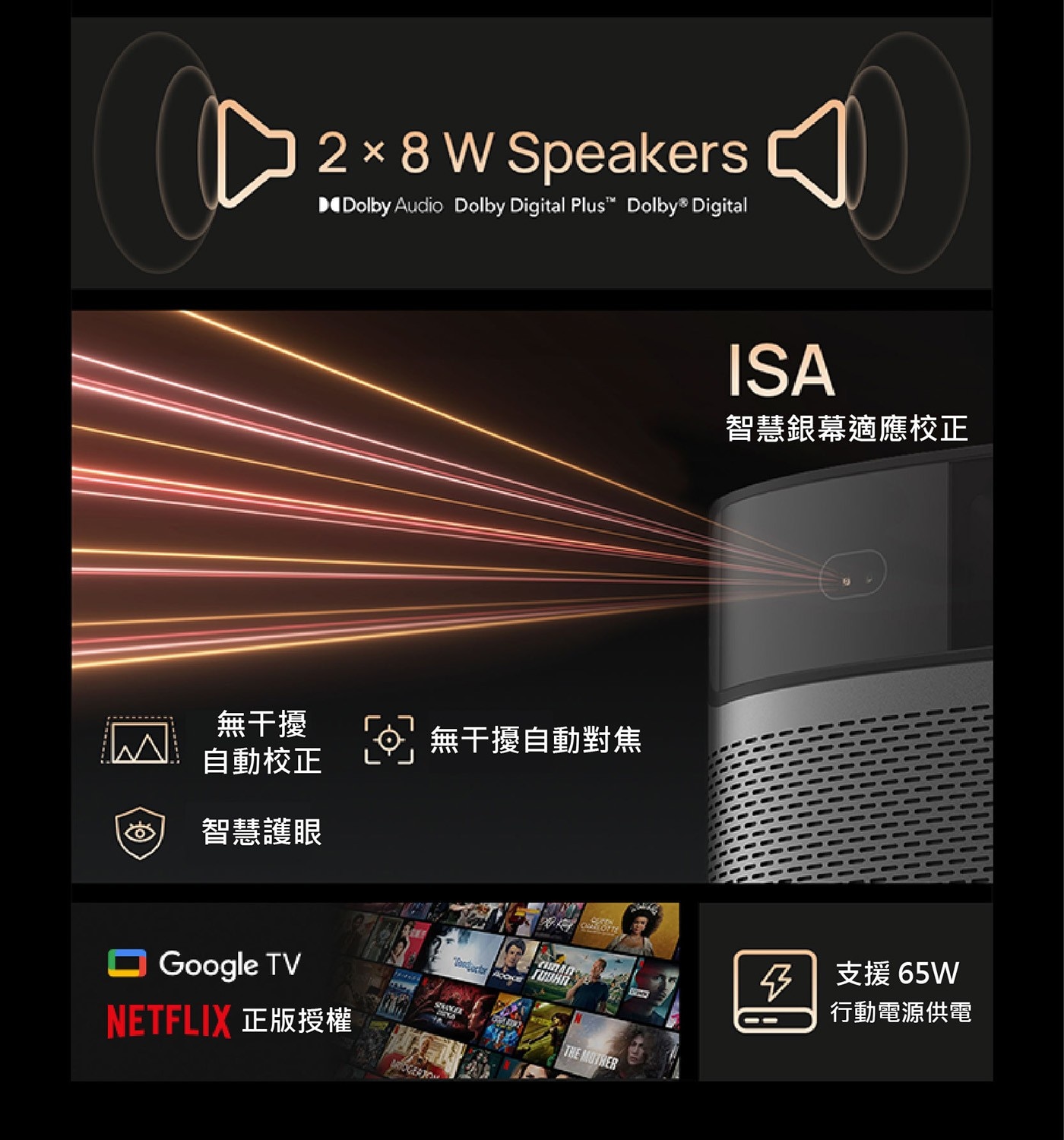XGIMI MoGo 2 Pro(New) Google TV 智慧投影機1080P FHD高畫質、好萊塢D65色溫標準
