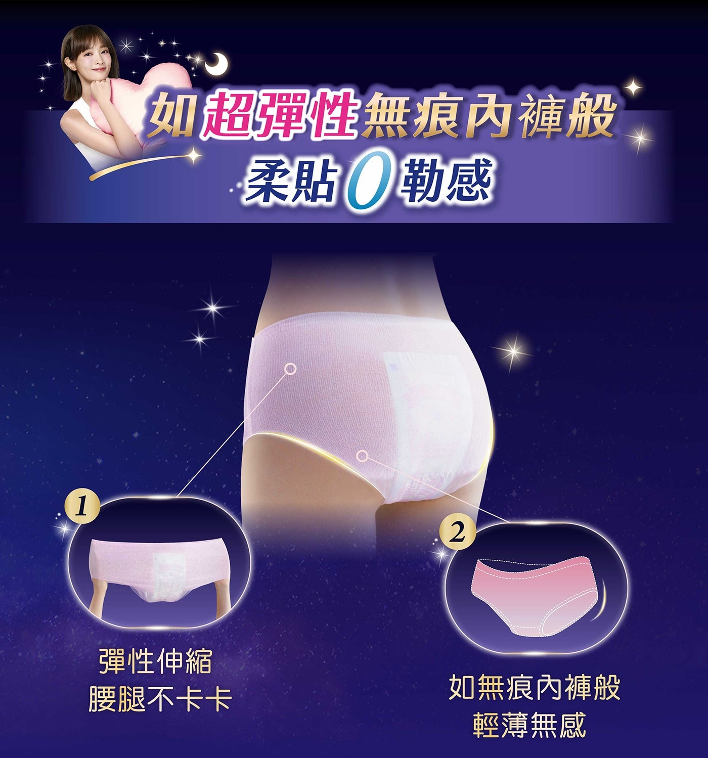 如超彈性無痕內褲般 柔貼 勒感