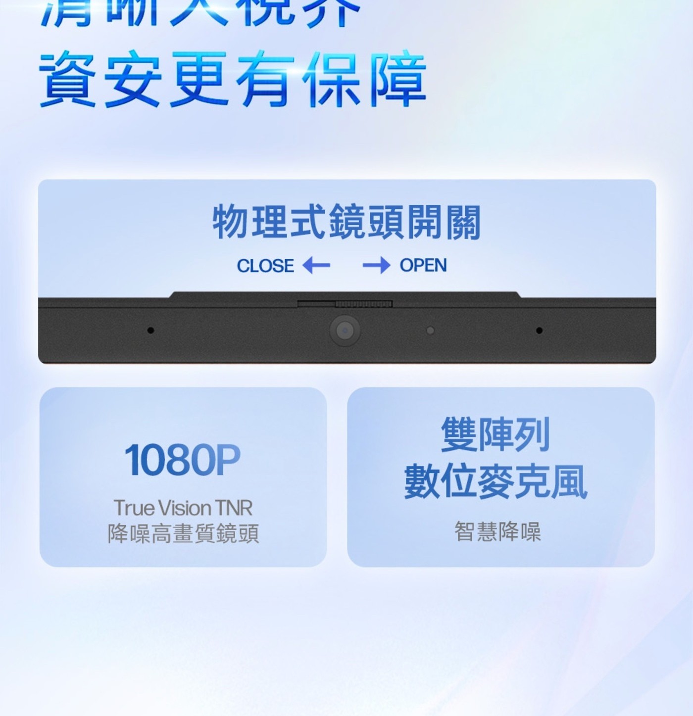 介 資安更有保障 物理式鏡頭開關 CLOSE OPEN 1080P True Vision