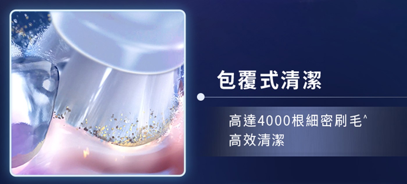 包覆式清潔 高達4000根細密刷毛 高效清潔