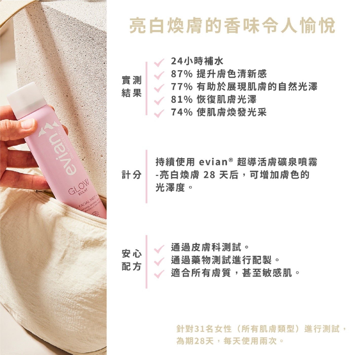 evian 超導活膚礦泉亮白煥膚 100毫升 X 2入 改善膚色並恢復光澤