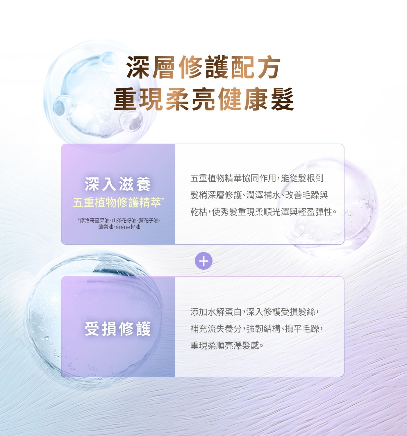 深層修護配方重現柔亮健康髮