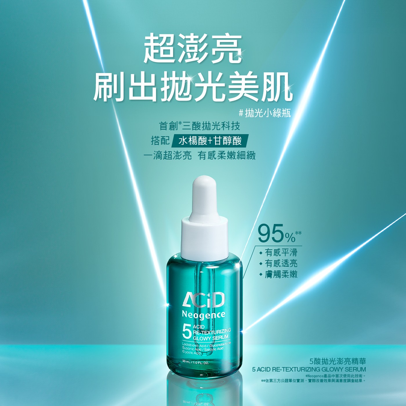 霓淨思5酸拋光澎亮精華 30 毫升 X 3入 首創*三酸拋光科技+水楊酸+甘醇酸