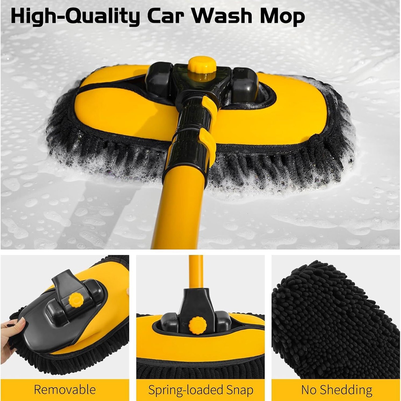 Road Comforts 洗車工具可伸縮洗車刷 – 15° 弧形桿設計，兩段長度可調，輕鬆清洗 SUV 和卡車。