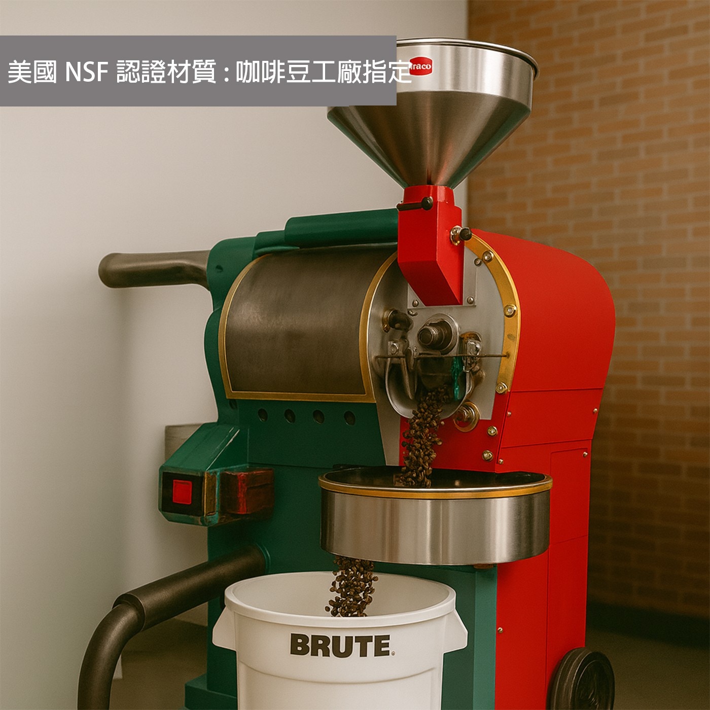 美國 NSF 認證材質:咖啡豆工廠指定 BRUTE raco