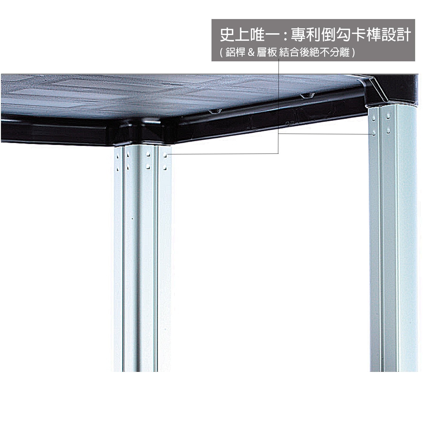 史上唯1:專利倒勾卡榫設計 鋁桿層板結合後絕不分離