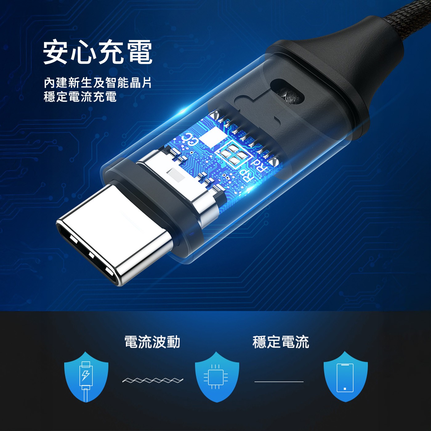 綠聯 Type-C 對 Type-C PD 60W 3A 快充傳輸線 金屬編織版 灰黑 (1公尺) 3件組3A大電流快充