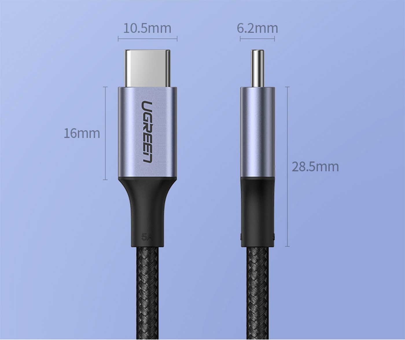 綠聯 Type-C 對 Type-C PD 100W 5A 快充傳輸線 金屬殼編織線  深空灰 (1.5公尺) 3件組高密度尼龍編織線身 持久耐用