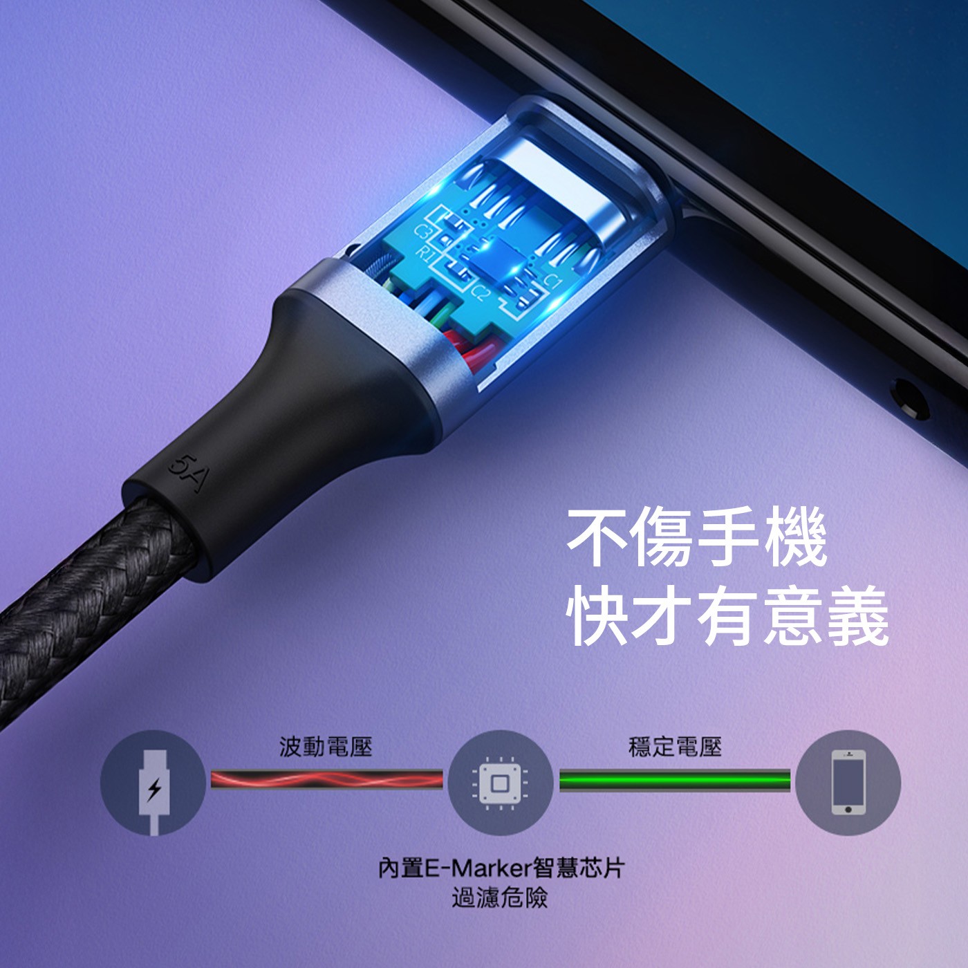 綠聯 Type-C 對 Type-C PD 100W 5A 快充傳輸線 金屬殼編織線  深空灰 (1.5公尺) 3件組兼容廣 支援PD100W