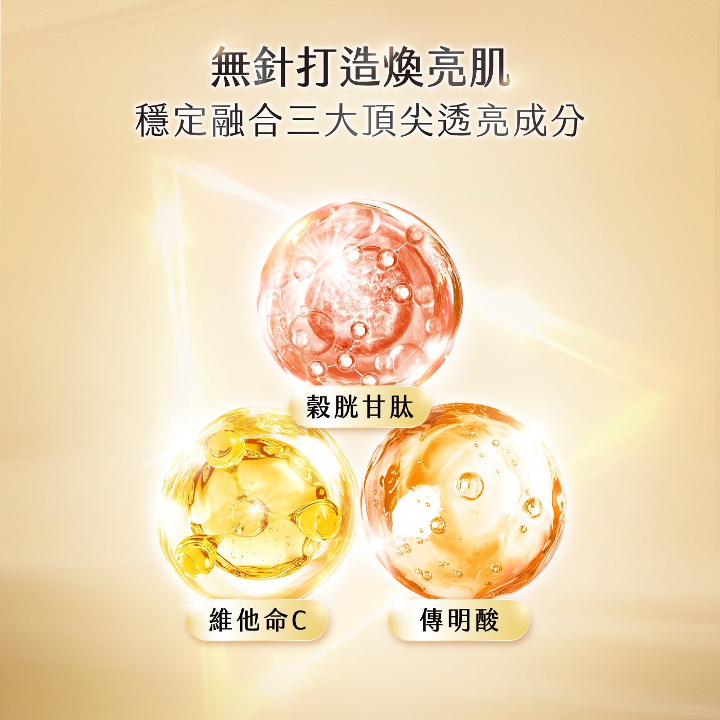 無針打造煥亮肌穩定融合三大頂尖透亮成分
