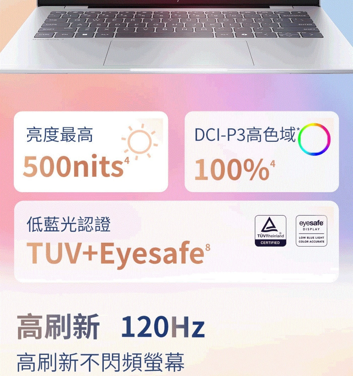 HP OmniBook 7 14吋筆記型電腦 14-fs0050TU 螢幕尺寸及類型：14