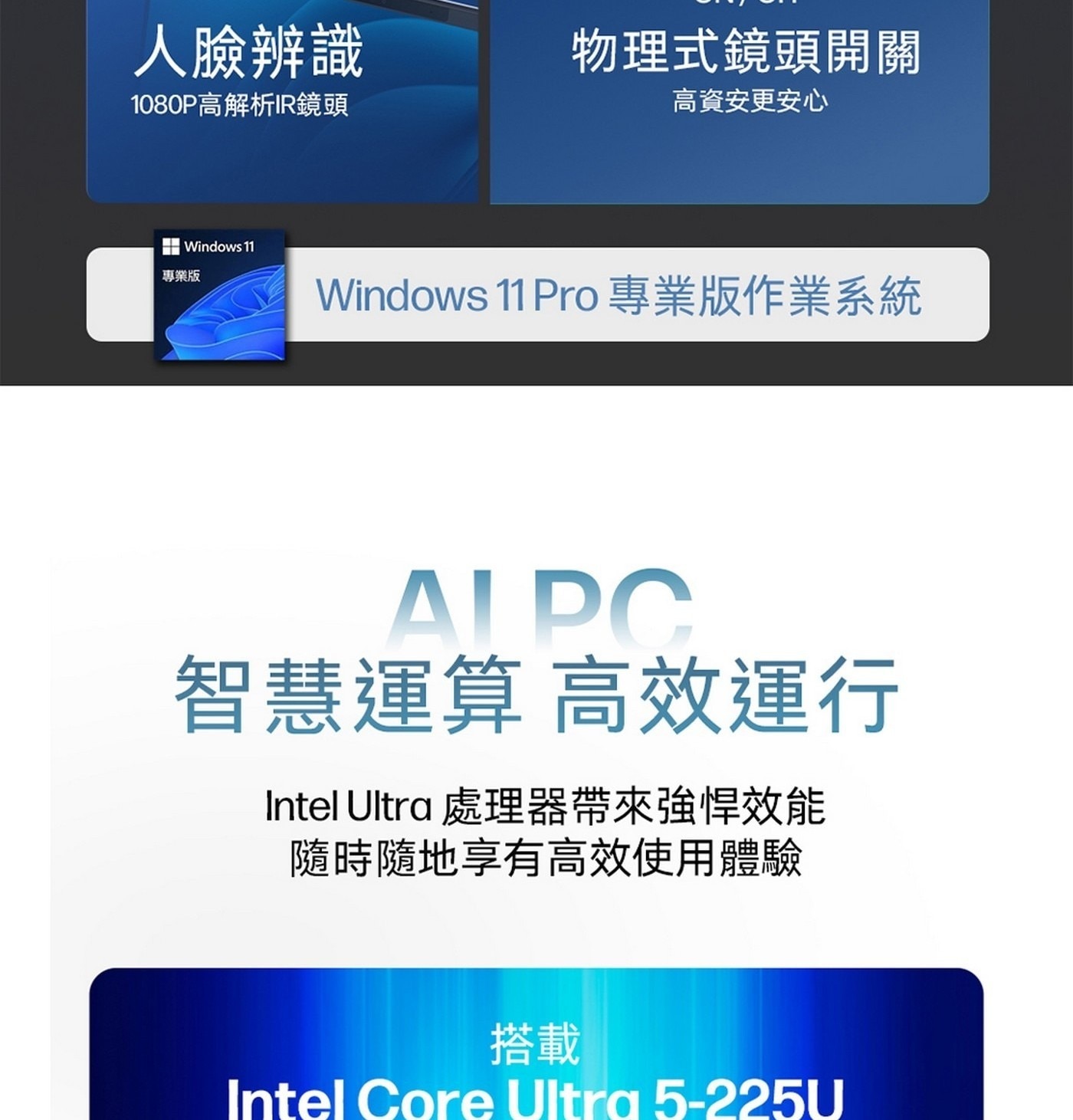 AIPC智慧運算 高效運行Intel Ultra 處理器帶來強悍效能隨時隨地享有高效使用體驗