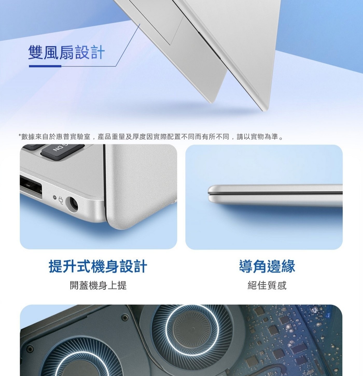 HP Laptop 15.6吋筆記型電腦 15-fr0000TU 重量：1.65 公斤