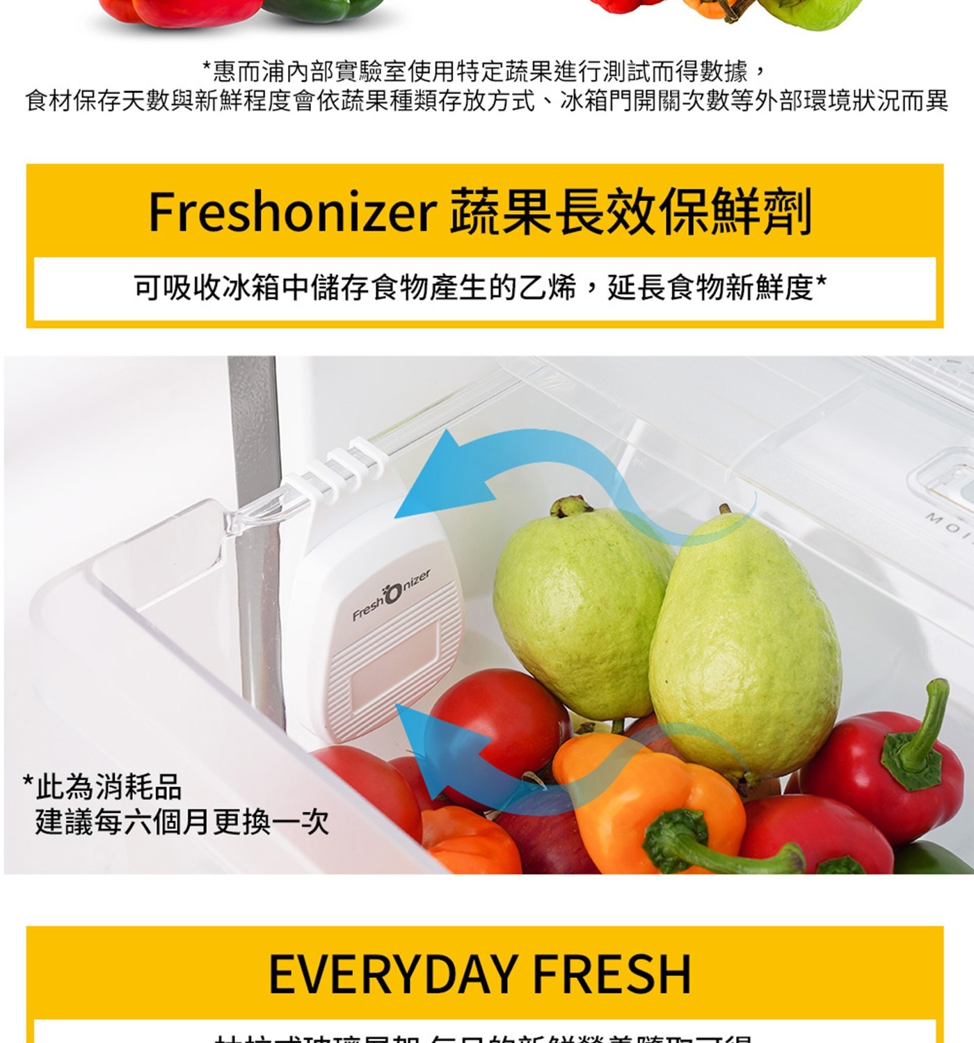 Whirlpool 惠而浦 310L 一級能效變頻上下門冰箱 蜂巢蔬果鎖水保鮮室設計