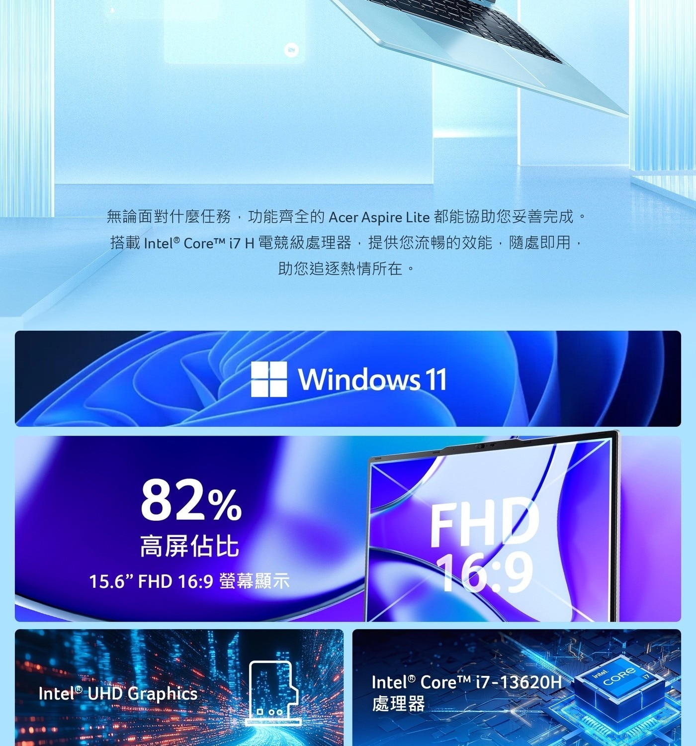 ACER Aspire Lite 15.6吋筆記型電腦16GB DDR5