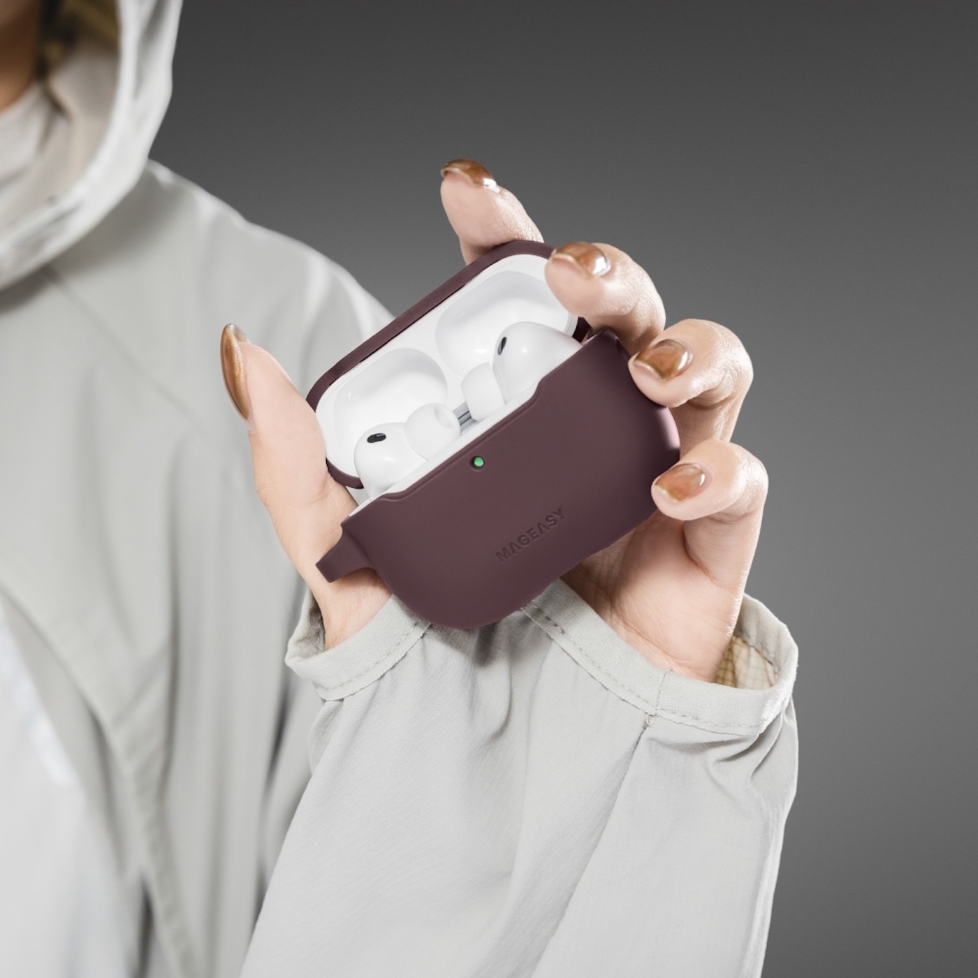 MAGEASYSkin耳機保護殼AirPodsPro3酒紅紫色